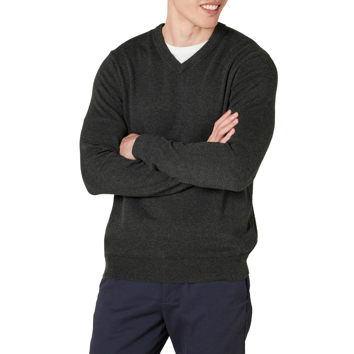 Amazon Essentials Men's Regular Fit Cotton V-Neck Pullover Sweater (Available in Big & Tall)