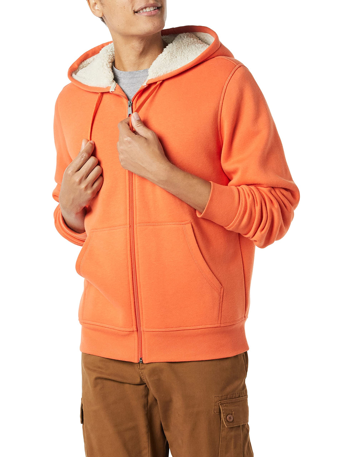 Amazon Essentials Men's Sherpa-Lined Full-Zip Fleece Hoodie Sweatshirt