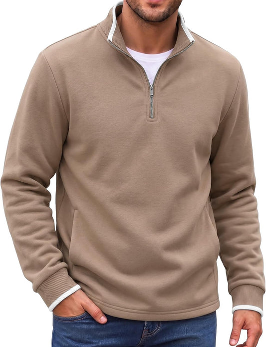 COOFANDY Mens Quarter Zip Pullover Fleece Mock Neck Casual Sweatshirt 2026