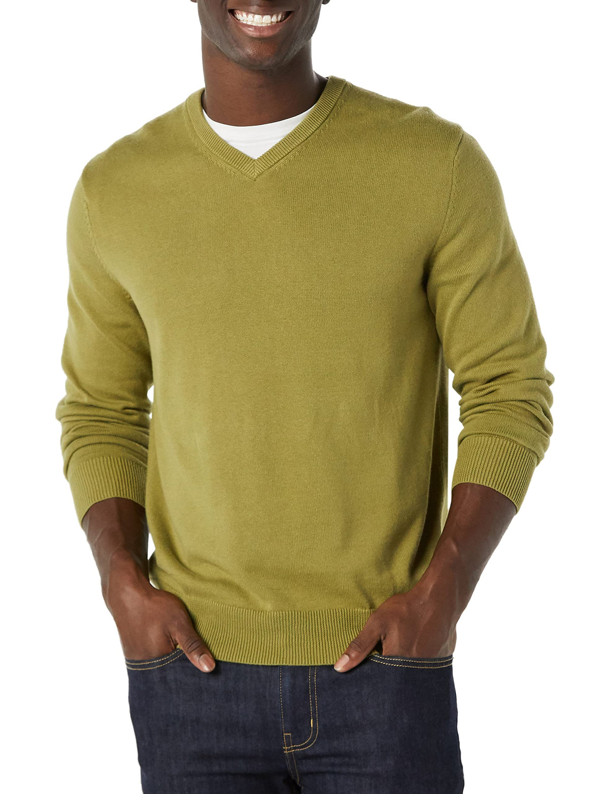 Amazon Essentials Men's Regular Fit Cotton V-Neck Pullover Sweater (Available in Big & Tall)
