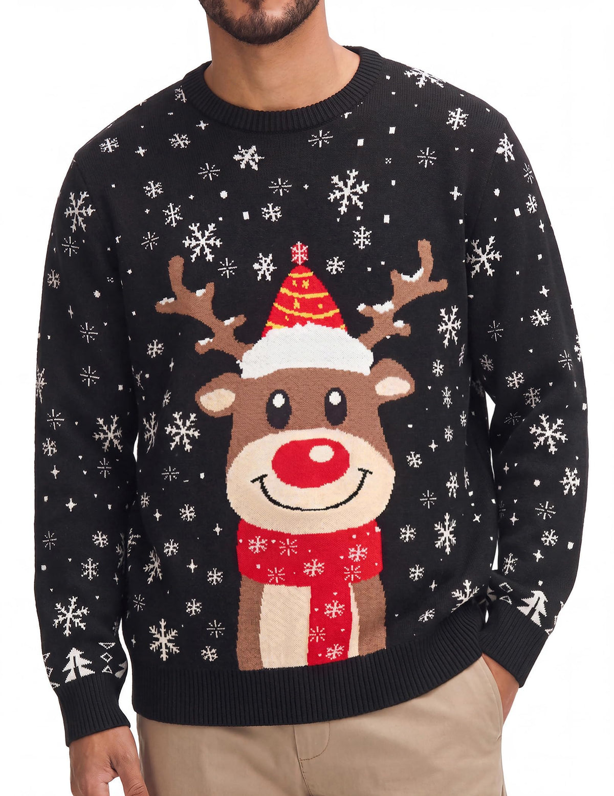 COOFANDY Ugly Christmas Sweater Mens Crewneck Long Sleeve Sweaters Pullover