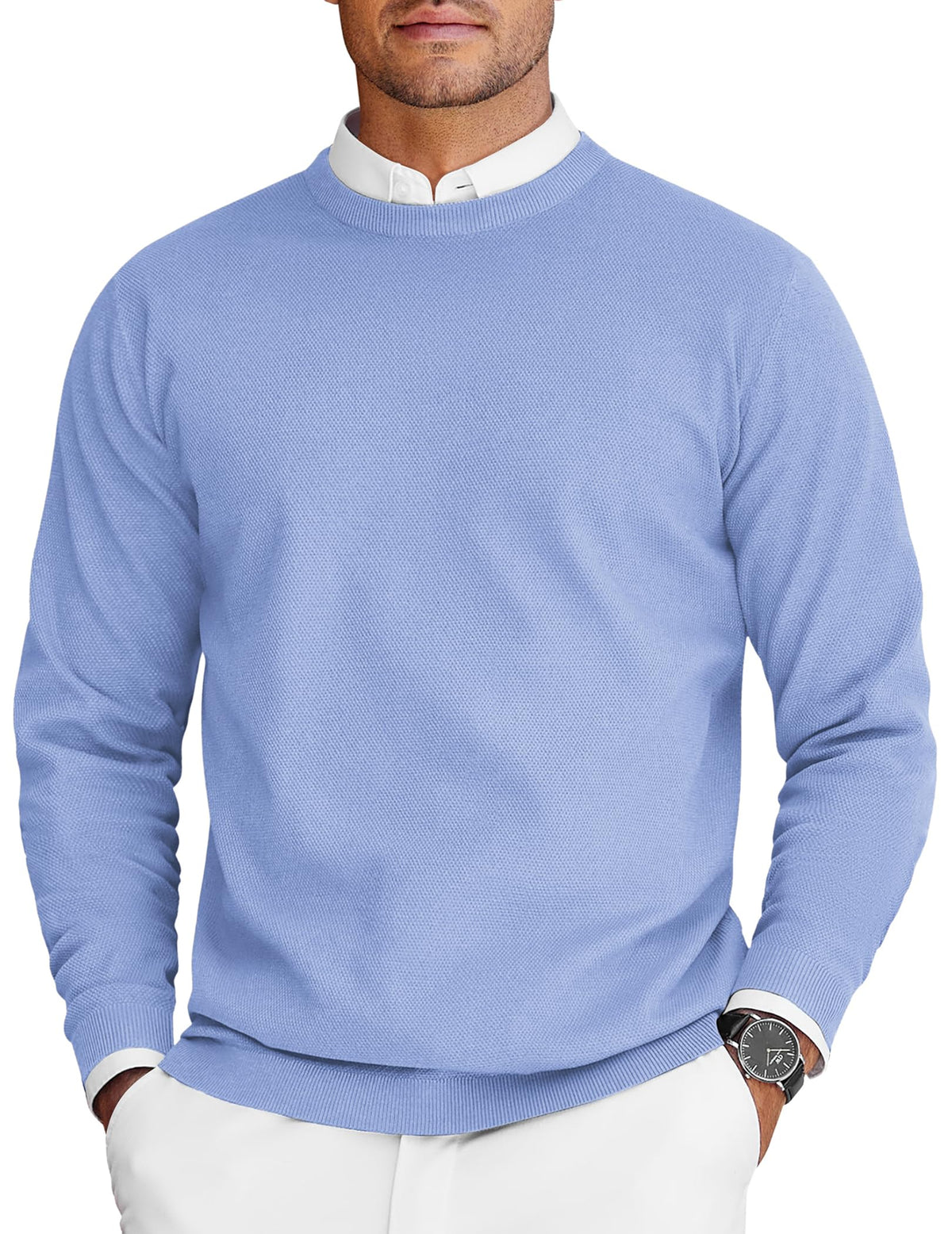 COOFANDY Mens Crew Neck Sweaters Long Sleeve Lightweight Pullover Sweater