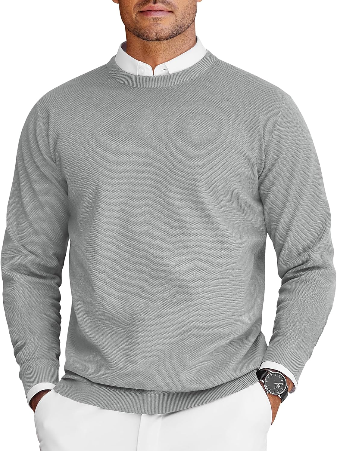 COOFANDY Mens Crew Neck Sweaters Long Sleeve Lightweight Pullover Sweater
