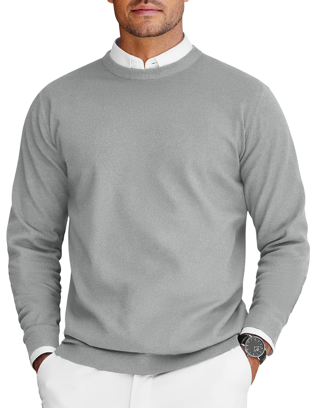 COOFANDY Mens Crew Neck Sweaters Long Sleeve Lightweight Pullover Sweater