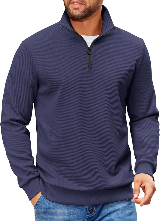 COOFANDY Mens Quarter Zip Pullover Sweatshirt Casual Mock Neck Sweater 2026