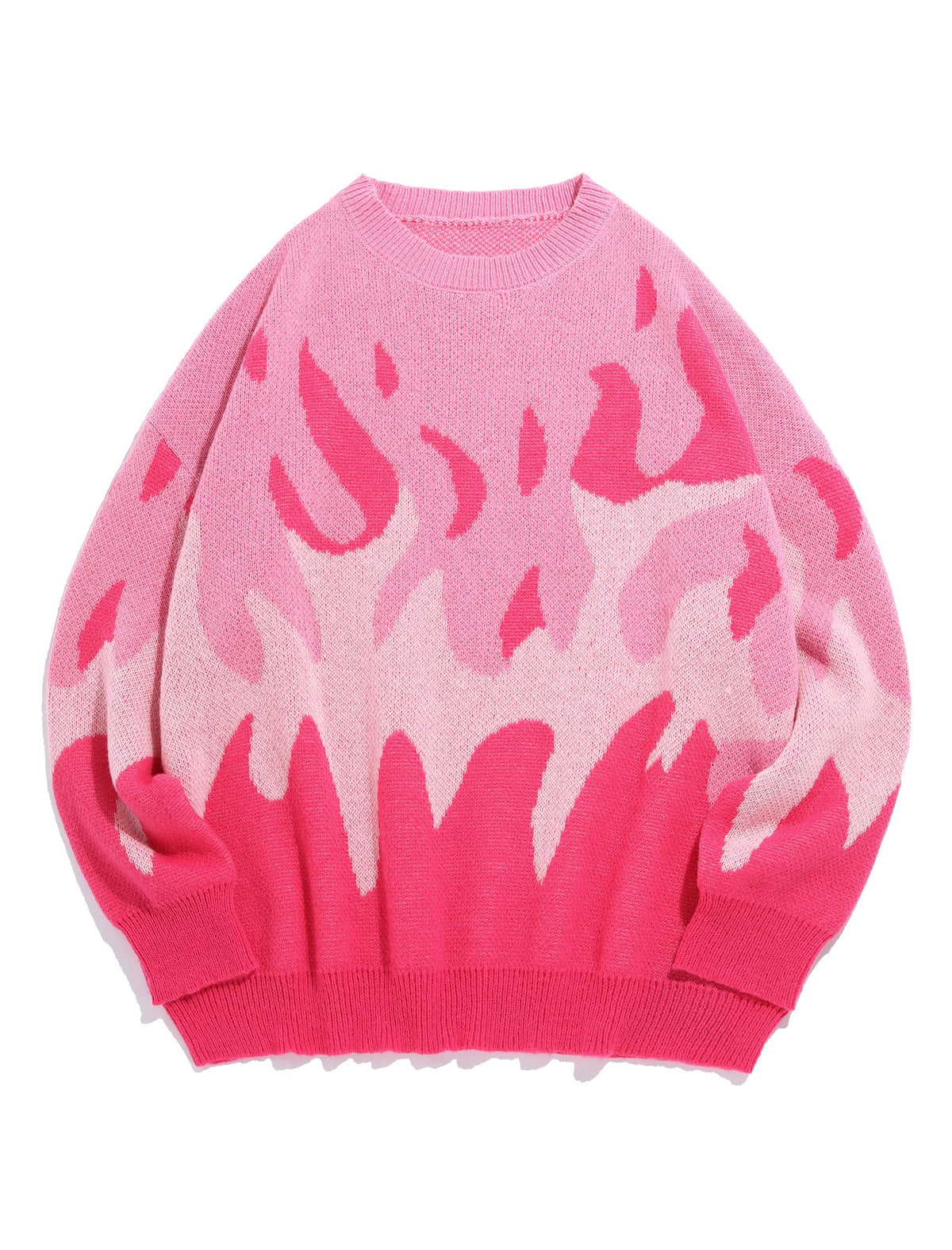 ZAFUL Men's Oversized Sweater Y2K Flame Graphic Knit Pullover Sweaters