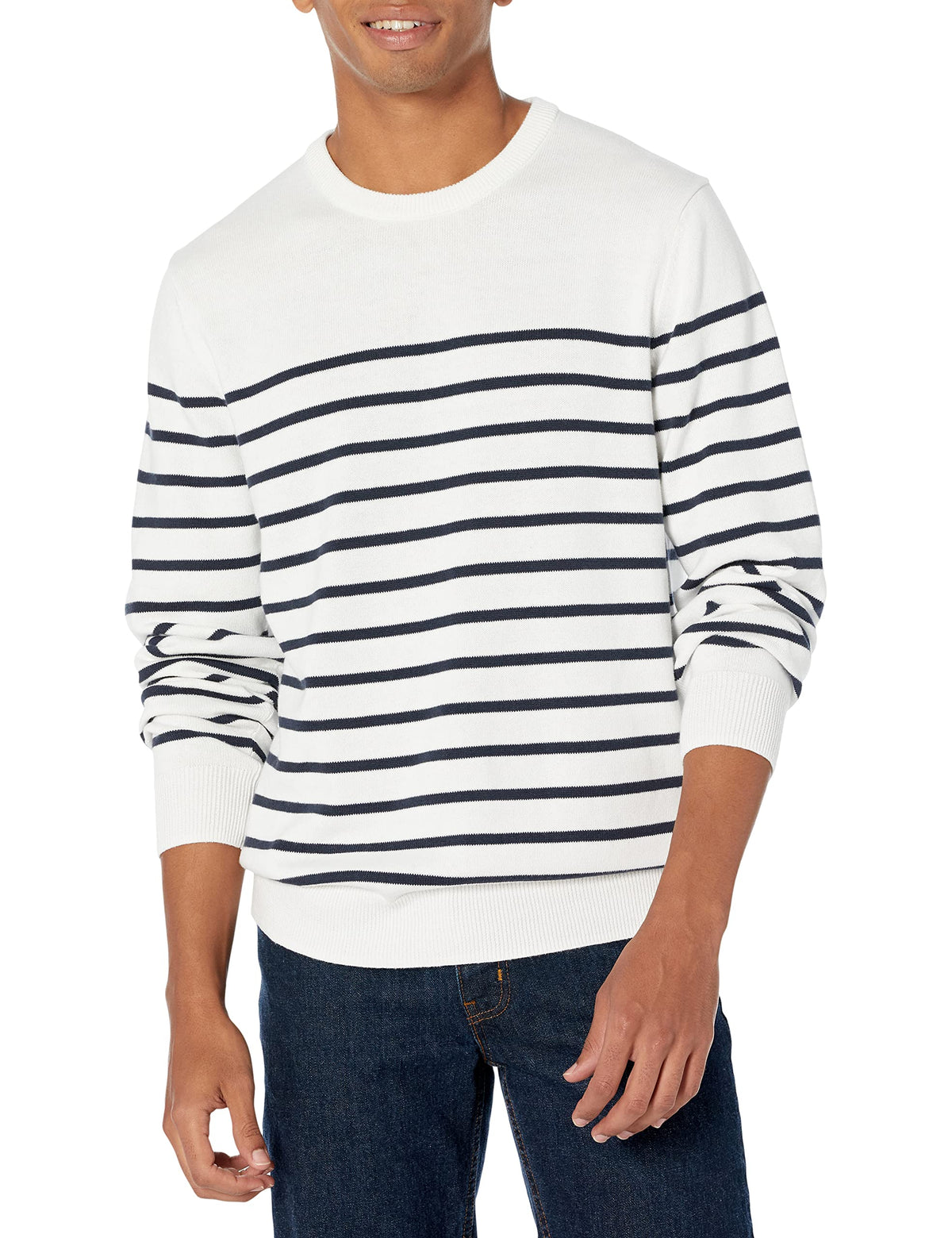 Amazon Essentials Men's Cable Knit Long-Sleeve Crewneck Sweater, 100% Cotton, Big & Tall Options Available