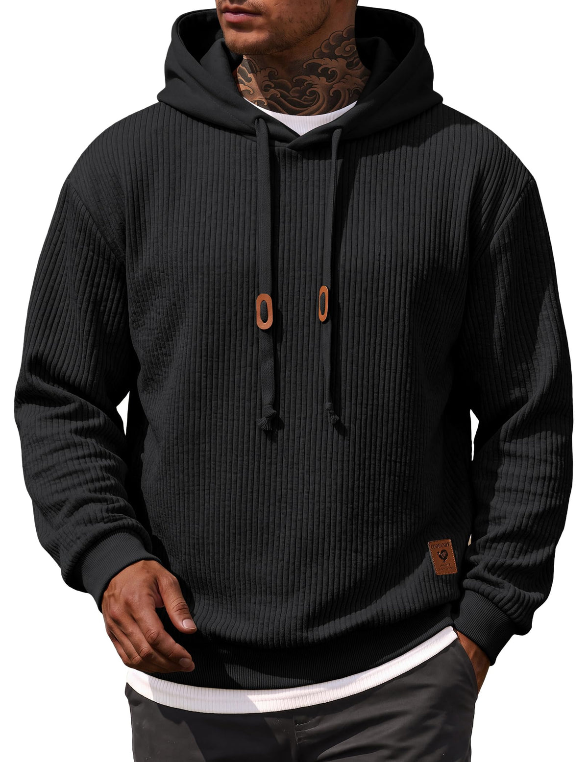 COOFANDY Men Hoodies Sweatshirt Casual Long Sleeve Drawstring Hood Pullover