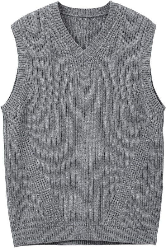 ZHILI Men's Merino Wool Blend V-Neck Sleeveless Pullover Sweater Vest