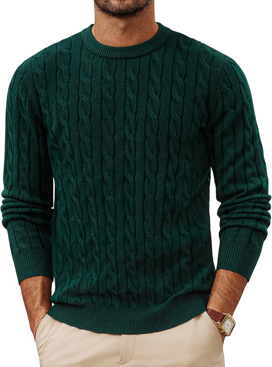 PJ PAUL JONES Mens Sweaters Crewneck Cable Knit Pullovers