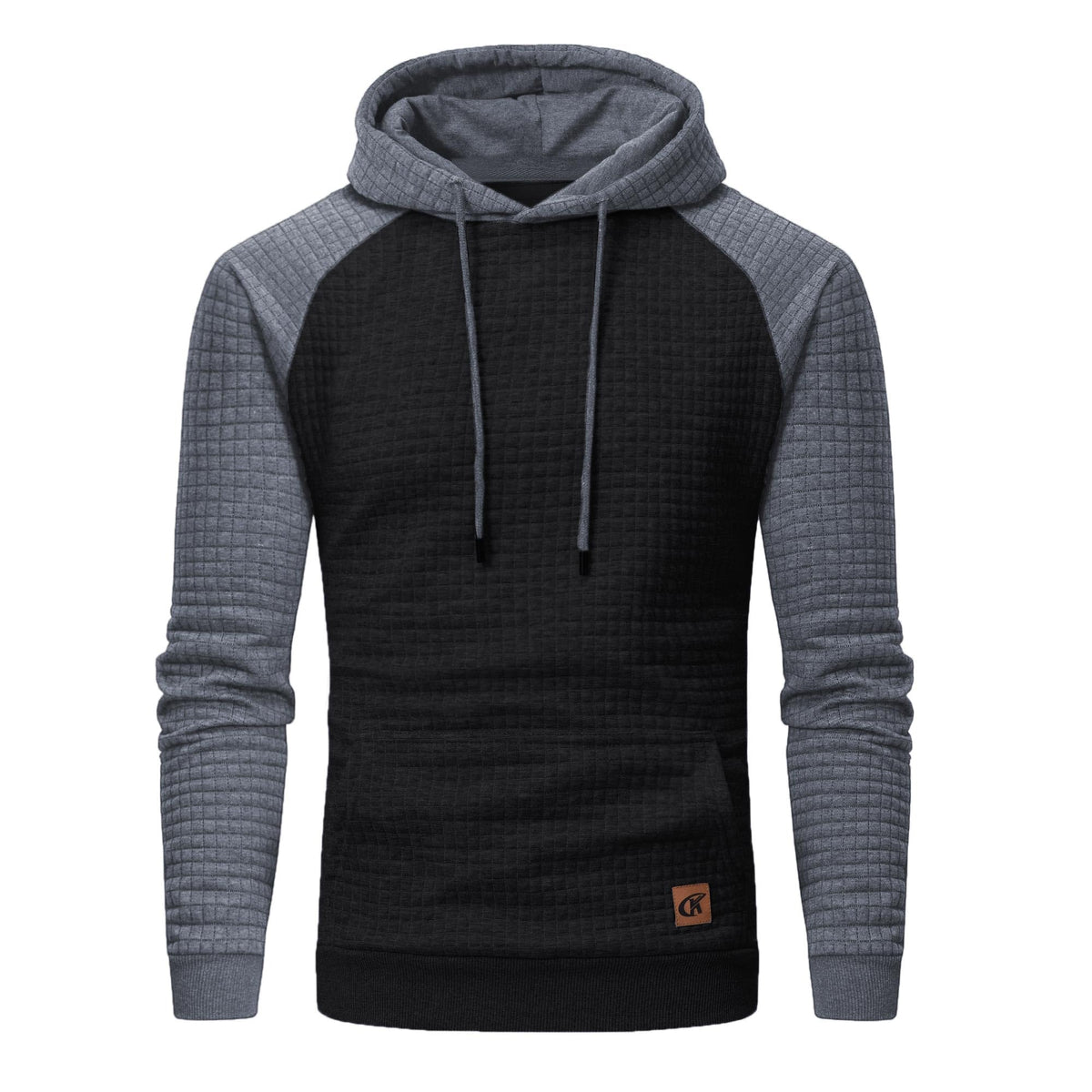 Yundobop Men's Pullover Hoodies Plaid Jacquard with Kangaroo Pocket