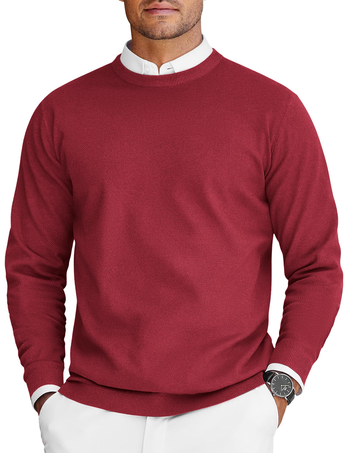 COOFANDY Mens Crew Neck Sweaters Long Sleeve Lightweight Pullover Sweater