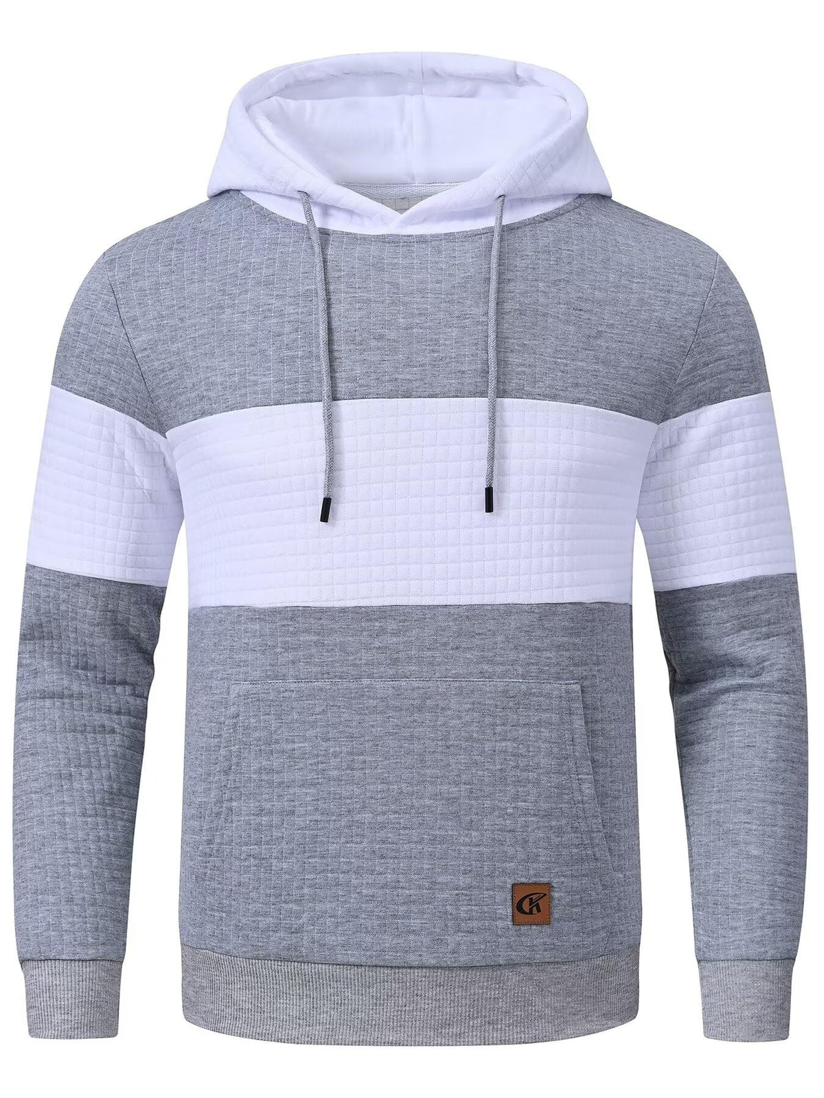 Yundobop Men's Pullover Hoodies Plaid Jacquard with Kangaroo Pocket