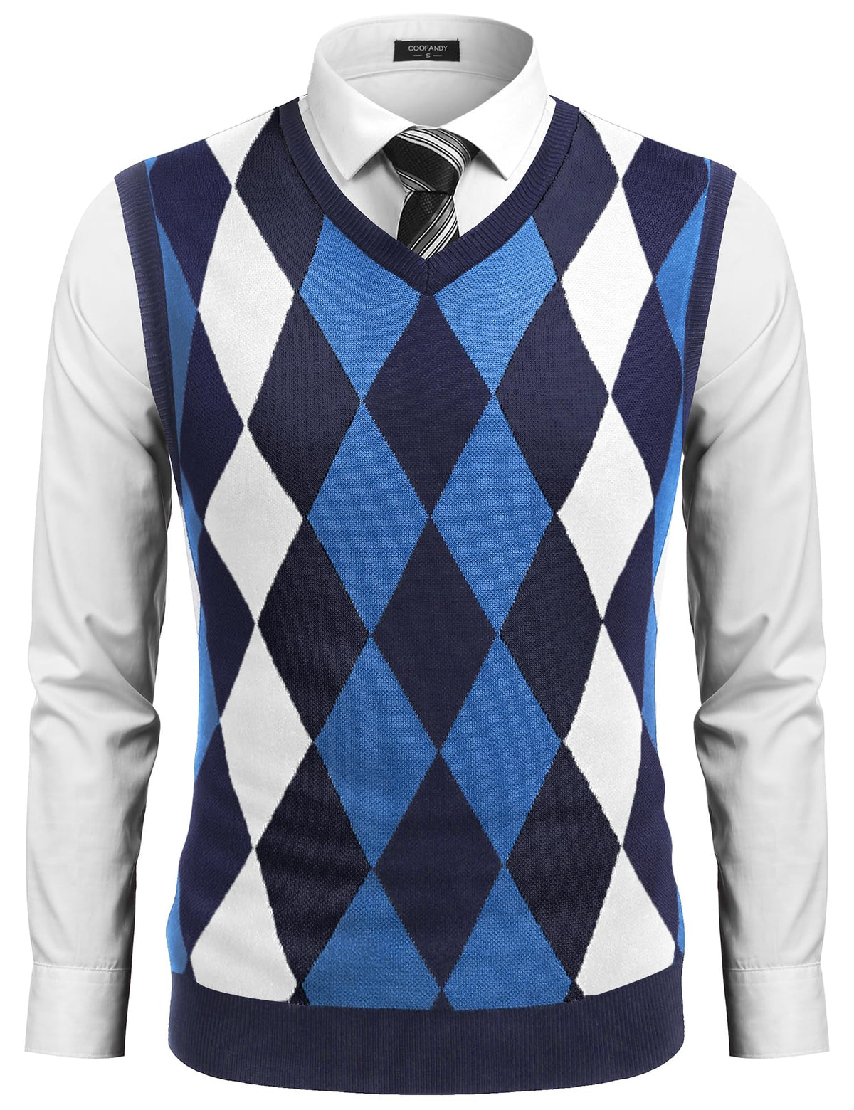 COOFANDY Men's Sleeveless V Neck Pullover Sweater Argyle Knit Vest Sweaters