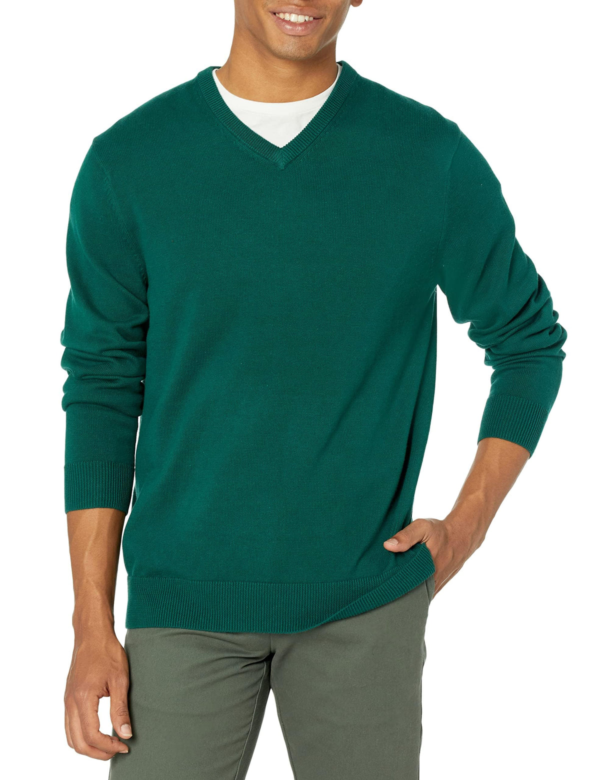 Amazon Essentials Men's Regular Fit Cotton V-Neck Pullover Sweater (Available in Big & Tall)