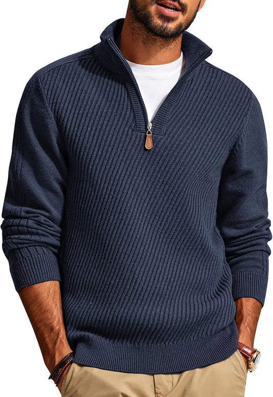 PJ PAUL JONES Mens Quarter Zip Sweater Dress Textured Pullover
