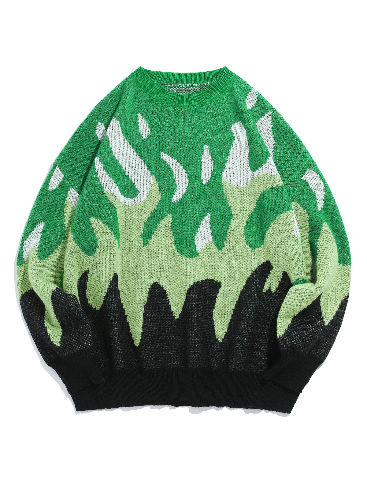 ZAFUL Men's Oversized Sweater Y2K Flame Graphic Knit Pullover Sweaters