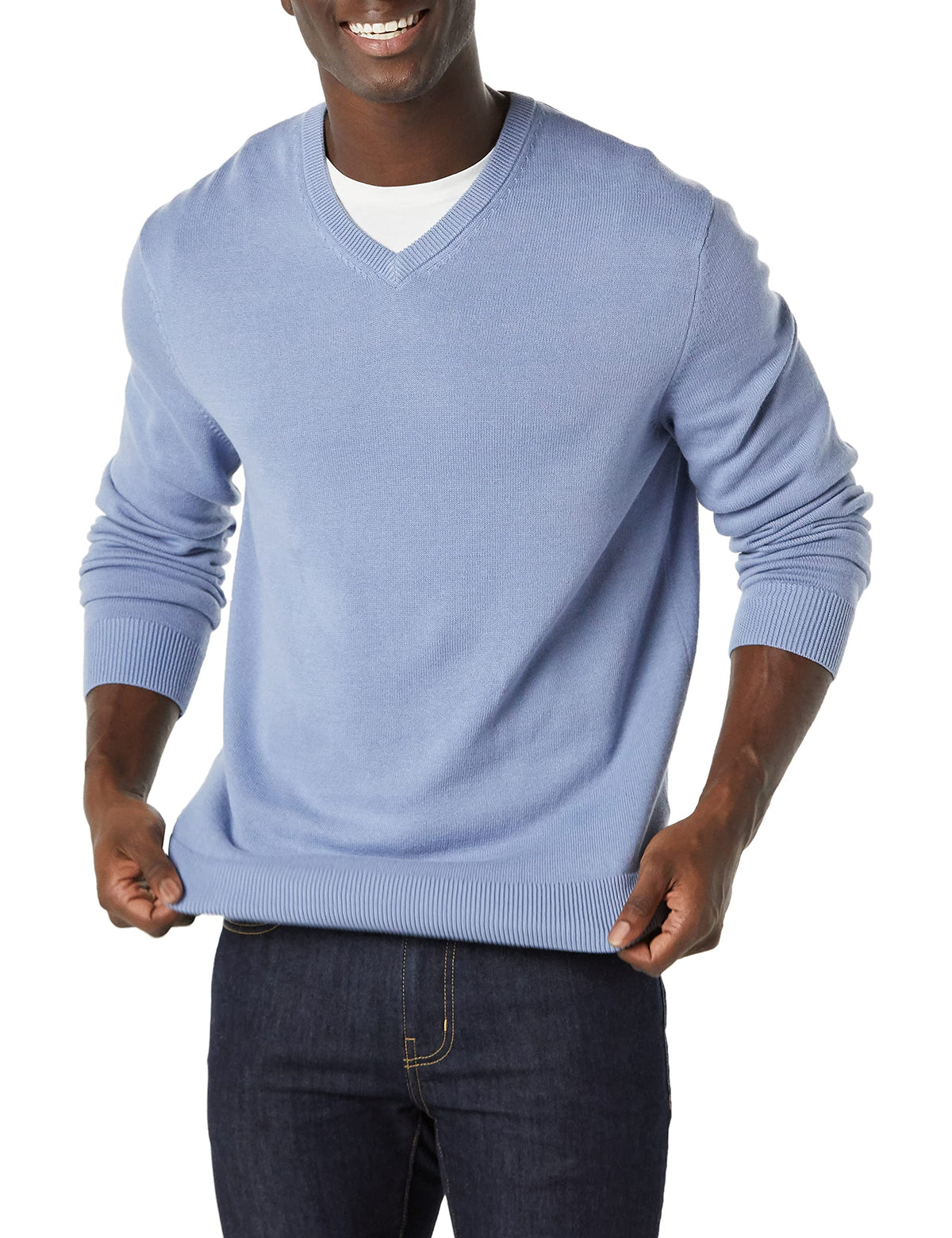 Amazon Essentials Men's Regular Fit Cotton V-Neck Pullover Sweater (Available in Big & Tall)