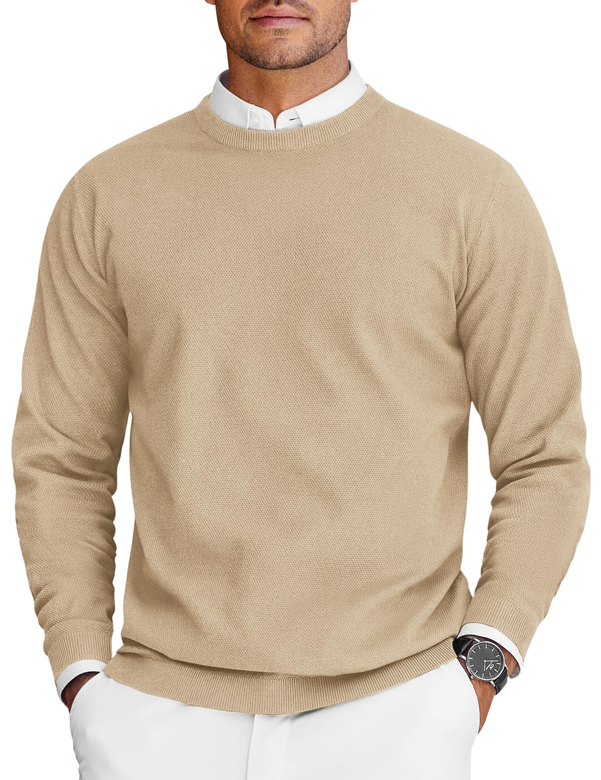 COOFANDY Mens Crew Neck Sweaters Long Sleeve Lightweight Pullover Sweater