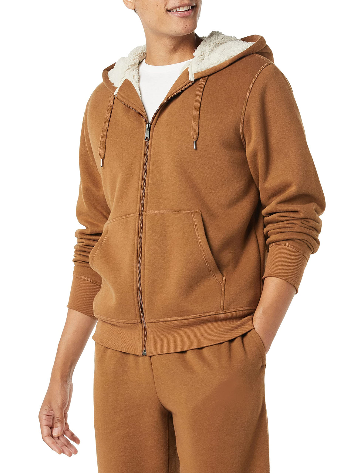 Amazon Essentials Men's Sherpa-Lined Full-Zip Fleece Hoodie Sweatshirt