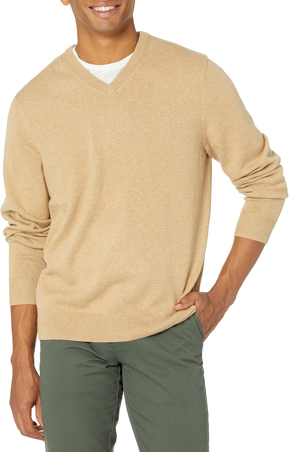 Amazon Essentials Men's Regular Fit Cotton V-Neck Pullover Sweater (Available in Big & Tall)