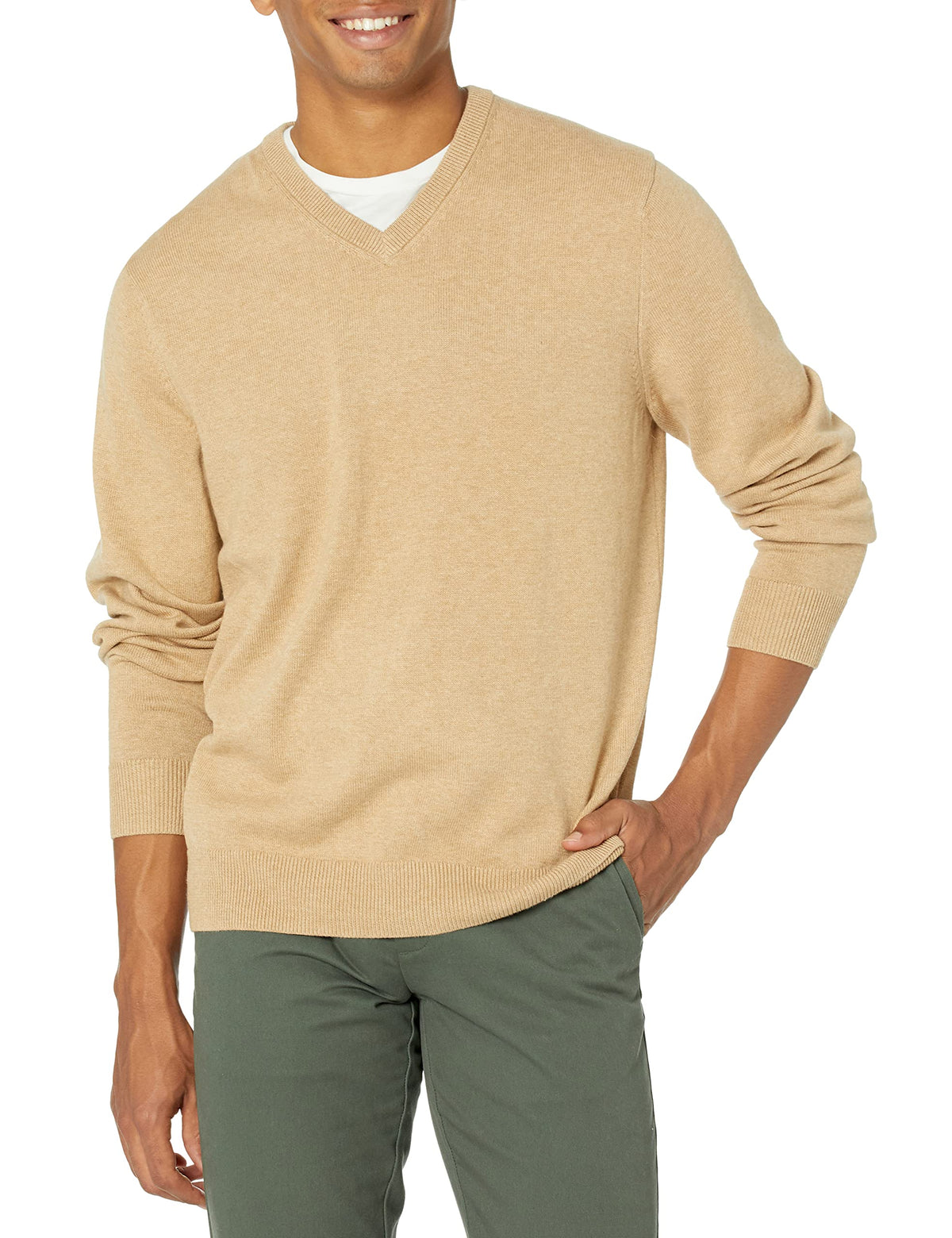 Amazon Essentials Men's Regular Fit Cotton V-Neck Pullover Sweater (Available in Big & Tall)
