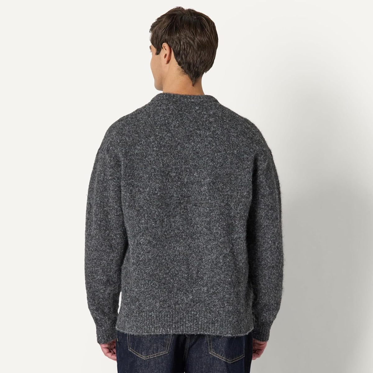 Amazon Essentials Men's Relaxed-Fit Faux Mohair Crewneck Pullover Sweater, Ribbed, Wool Blend, Heavyweight