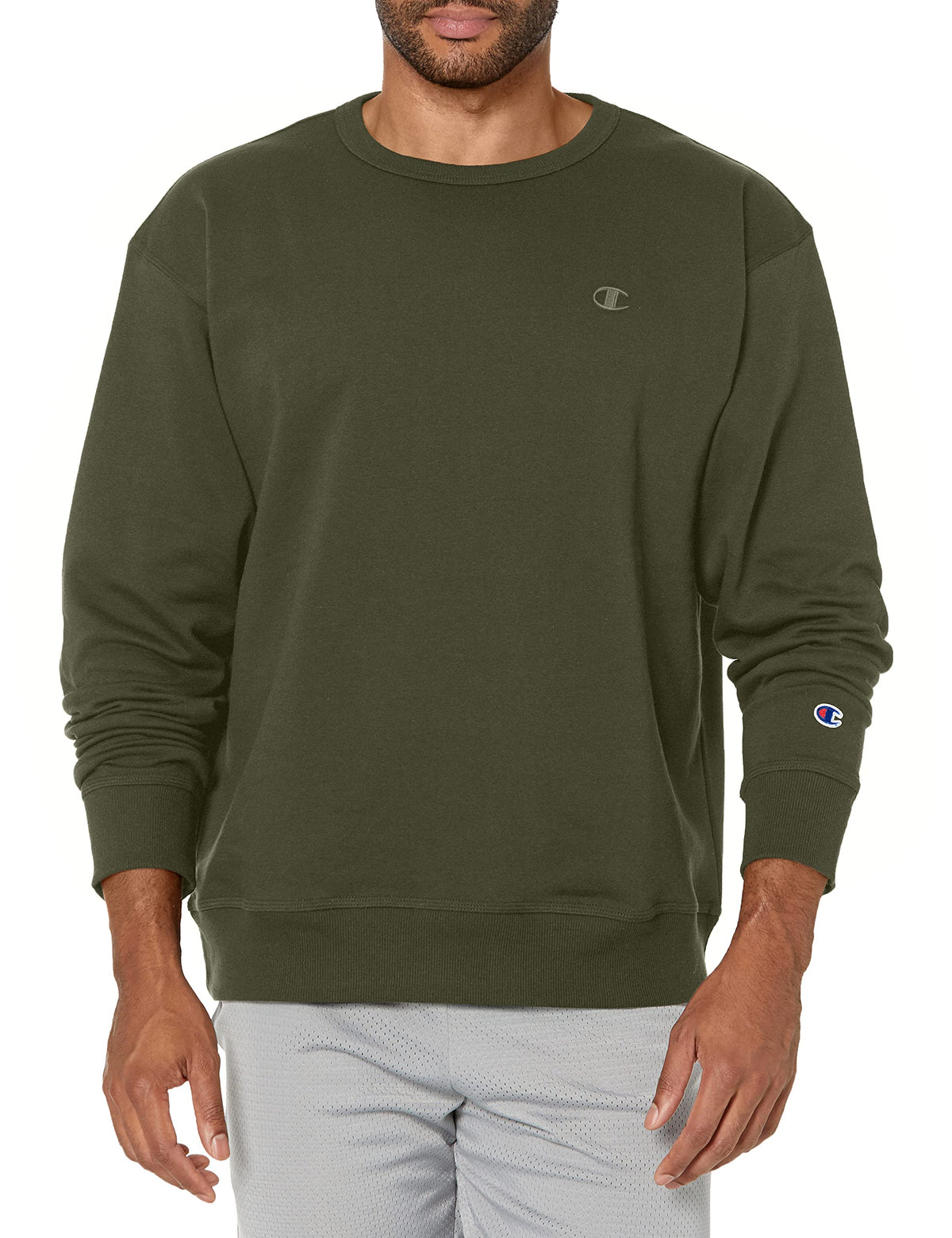 Champion Men's Men's Crewneck Fleece Sweatshirt, Standard Fit, Midweight, C Logo, Available in Regular and Big & Tall