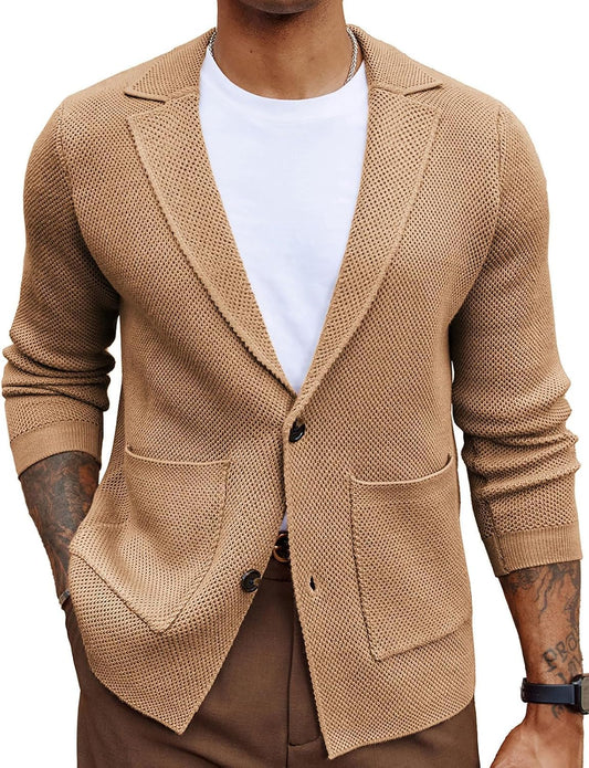 PJ PAUL JONES Men's Cardigan Sweaters Shawl Collar Button Down Knit Blazer