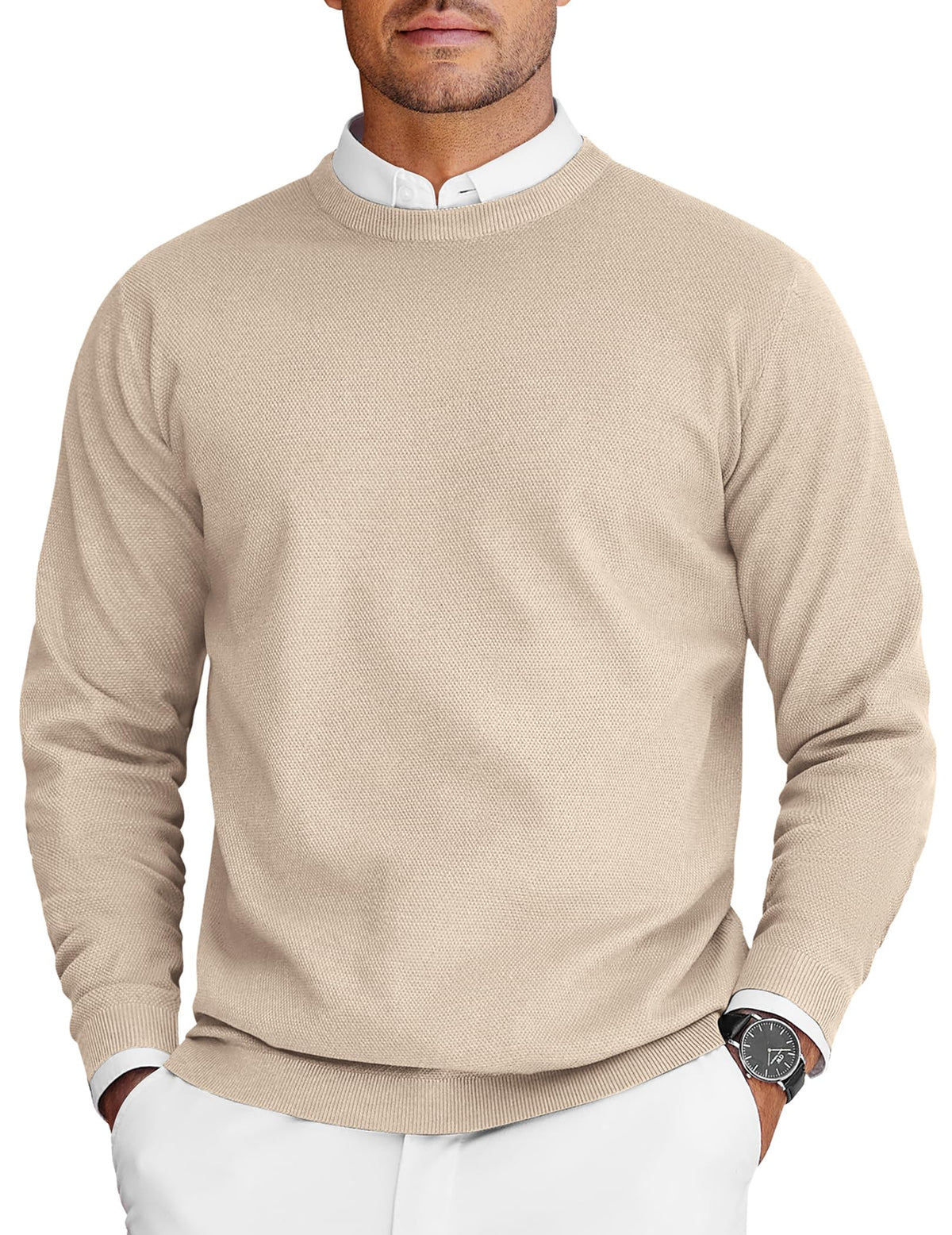 COOFANDY Mens Crew Neck Sweaters Long Sleeve Lightweight Pullover Sweater