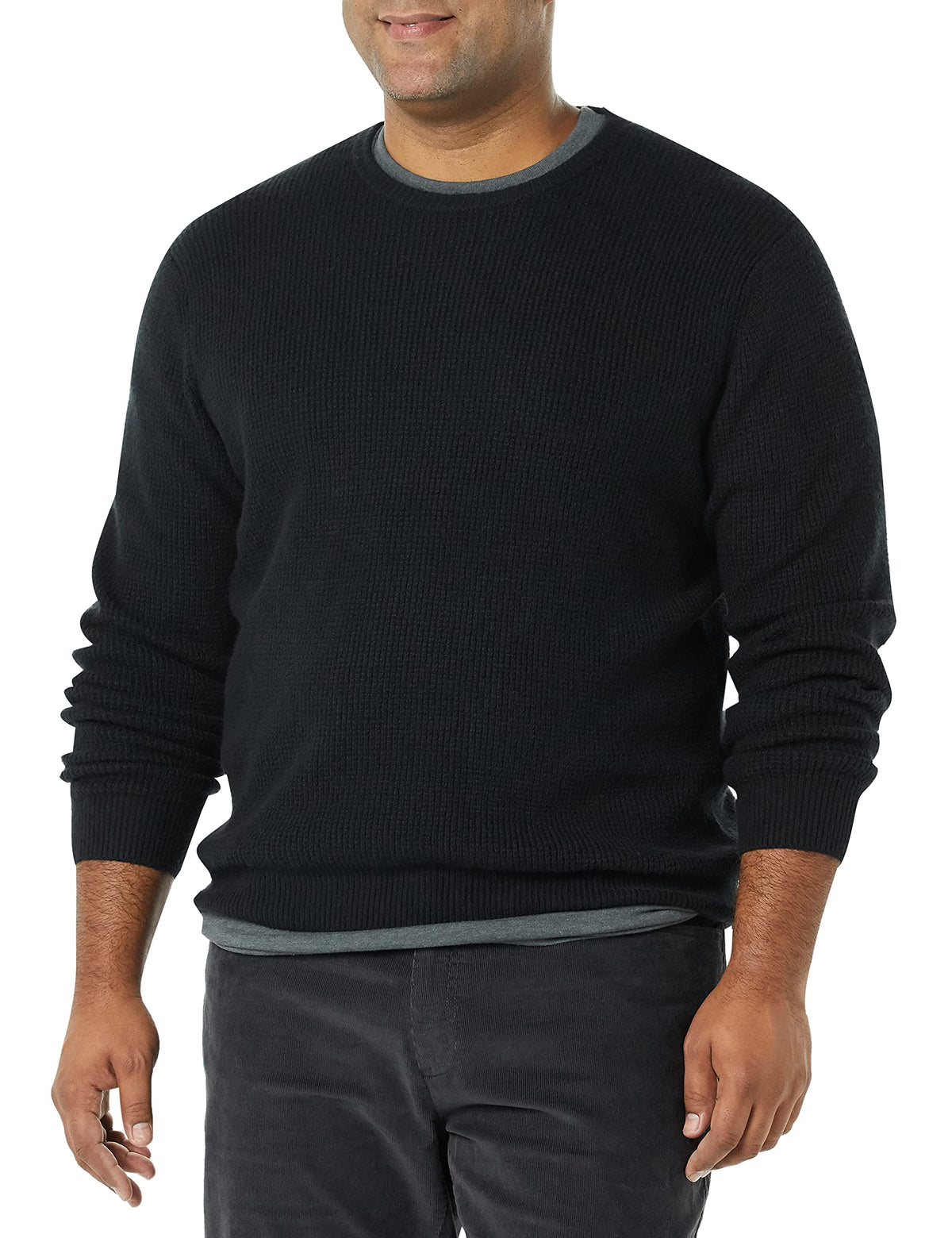 Amazon Essentials Men's Long-Sleeve Soft Touch Waffle Stitch Crewneck Sweater