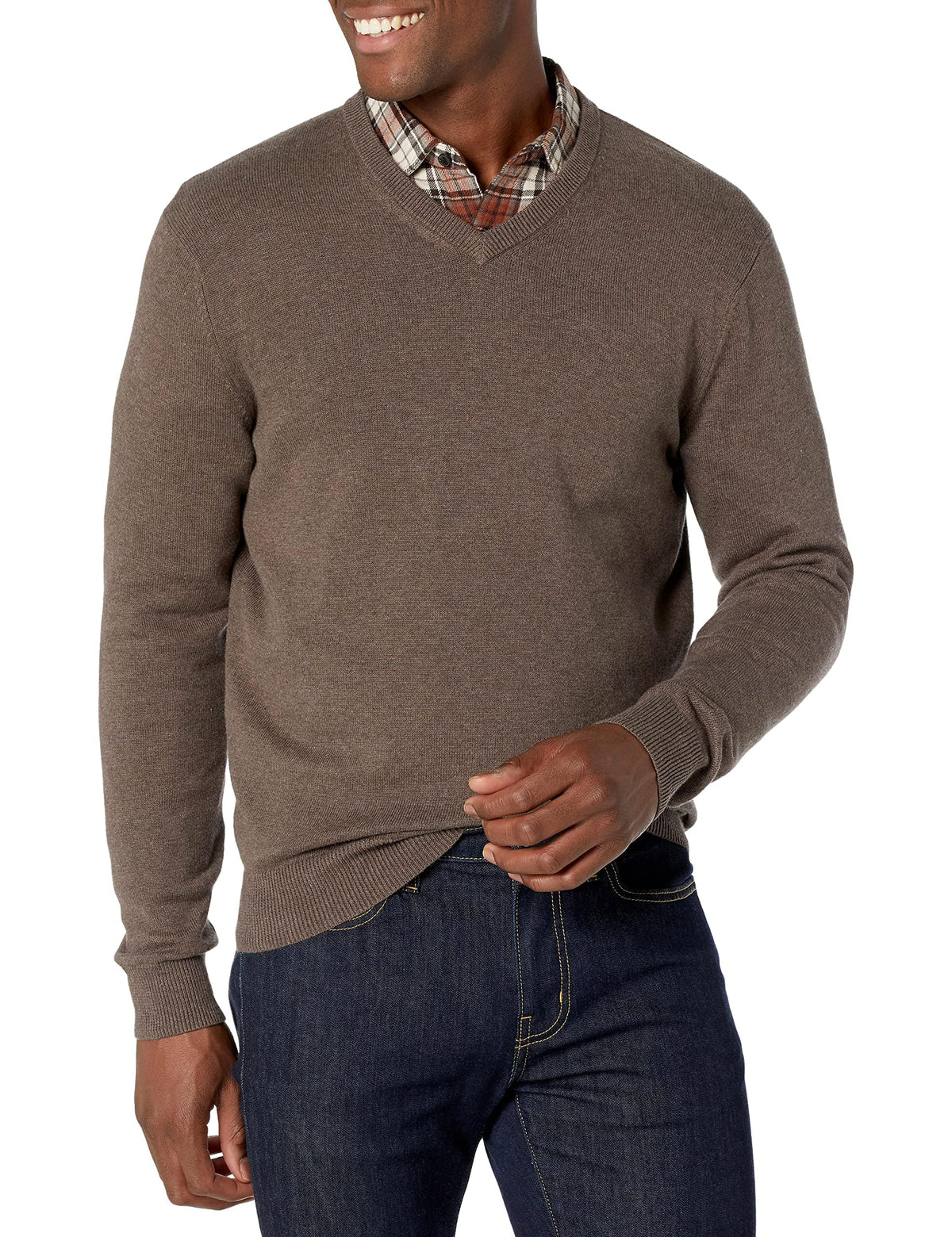 Amazon Essentials Men's Regular Fit Cotton V-Neck Pullover Sweater (Available in Big & Tall)