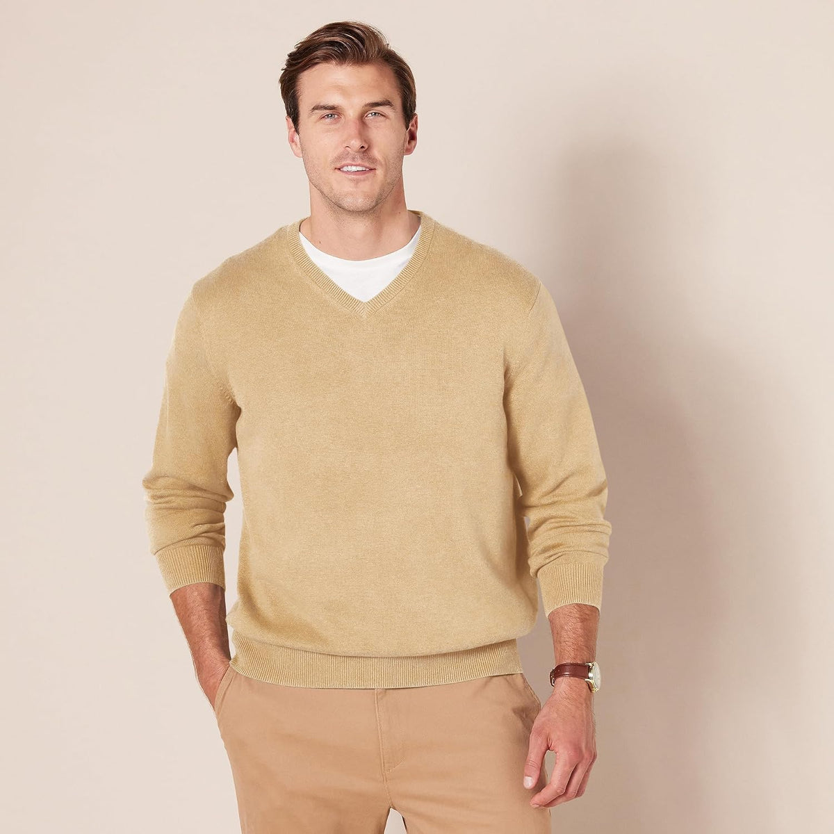 Amazon Essentials Men's Regular Fit Cotton V-Neck Pullover Sweater (Available in Big & Tall)