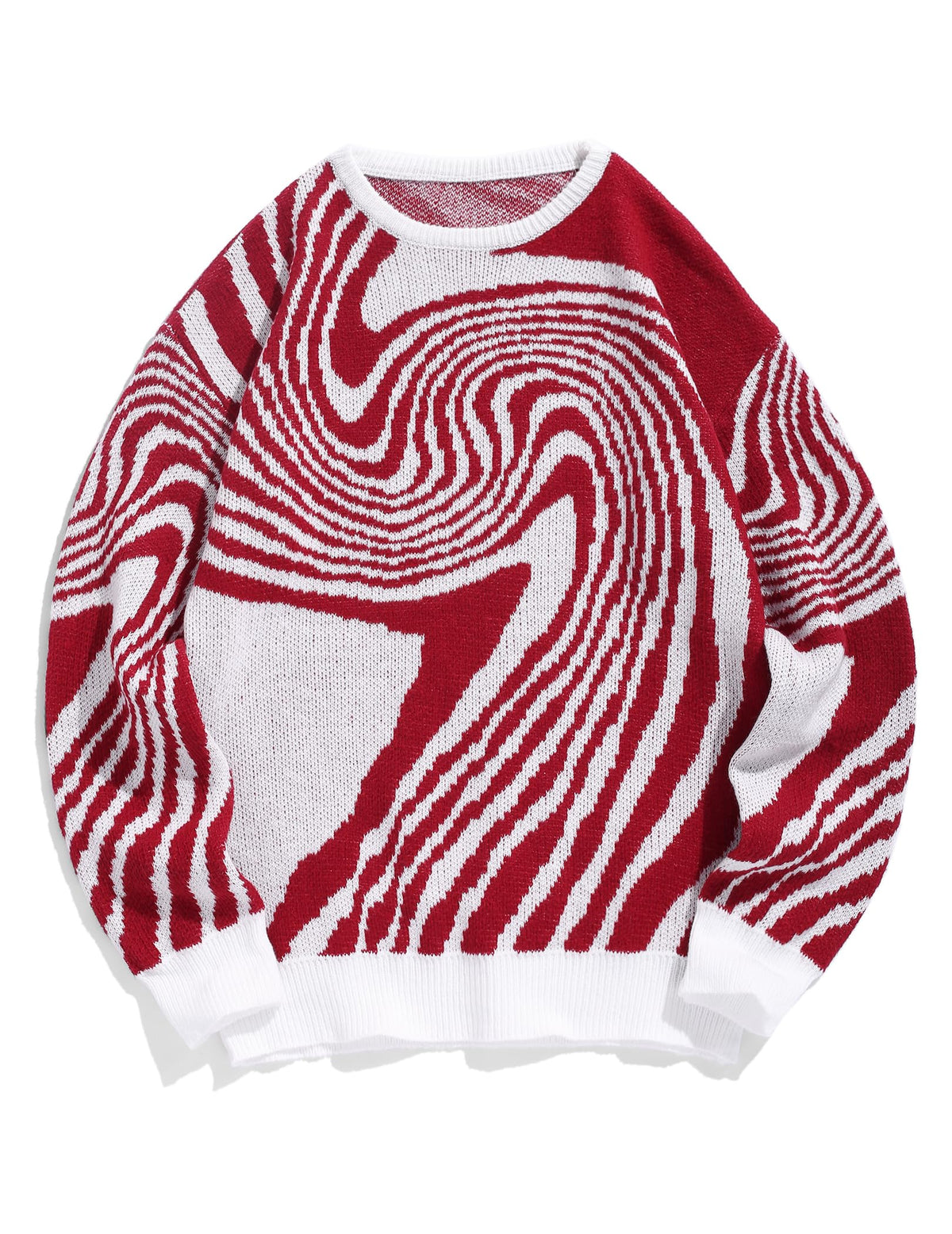 ZAFUL Men's Oversized Sweater Y2K Flame Graphic Knit Pullover Sweaters