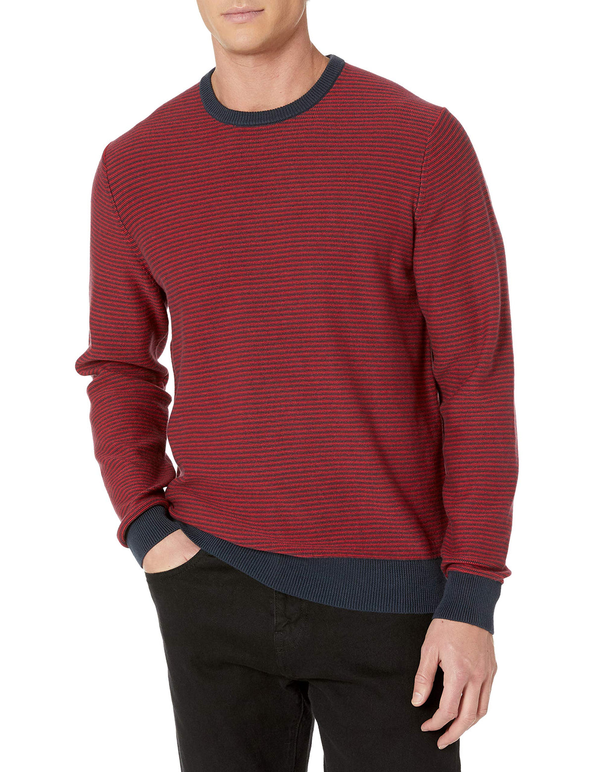 Amazon Essentials Men's Cable Knit Long-Sleeve Crewneck Sweater, 100% Cotton, Big & Tall Options Available