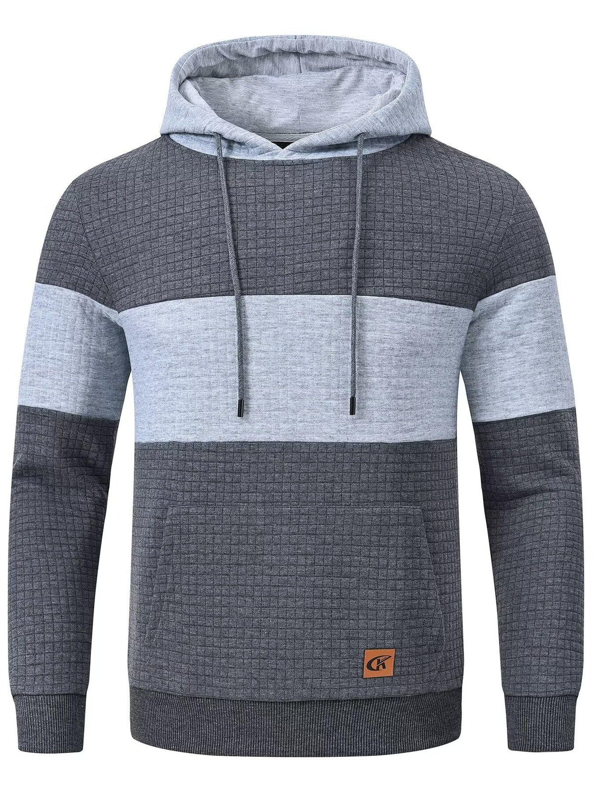 Yundobop Men's Pullover Hoodies Plaid Jacquard with Kangaroo Pocket