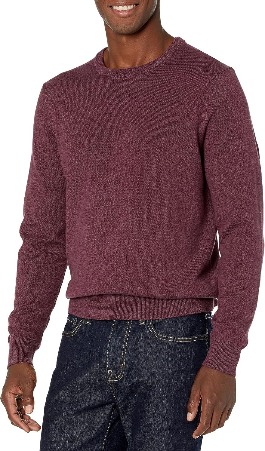 Amazon Essentials Men's Cable Knit Long-Sleeve Crewneck Sweater, 100% Cotton, Big & Tall Options Available