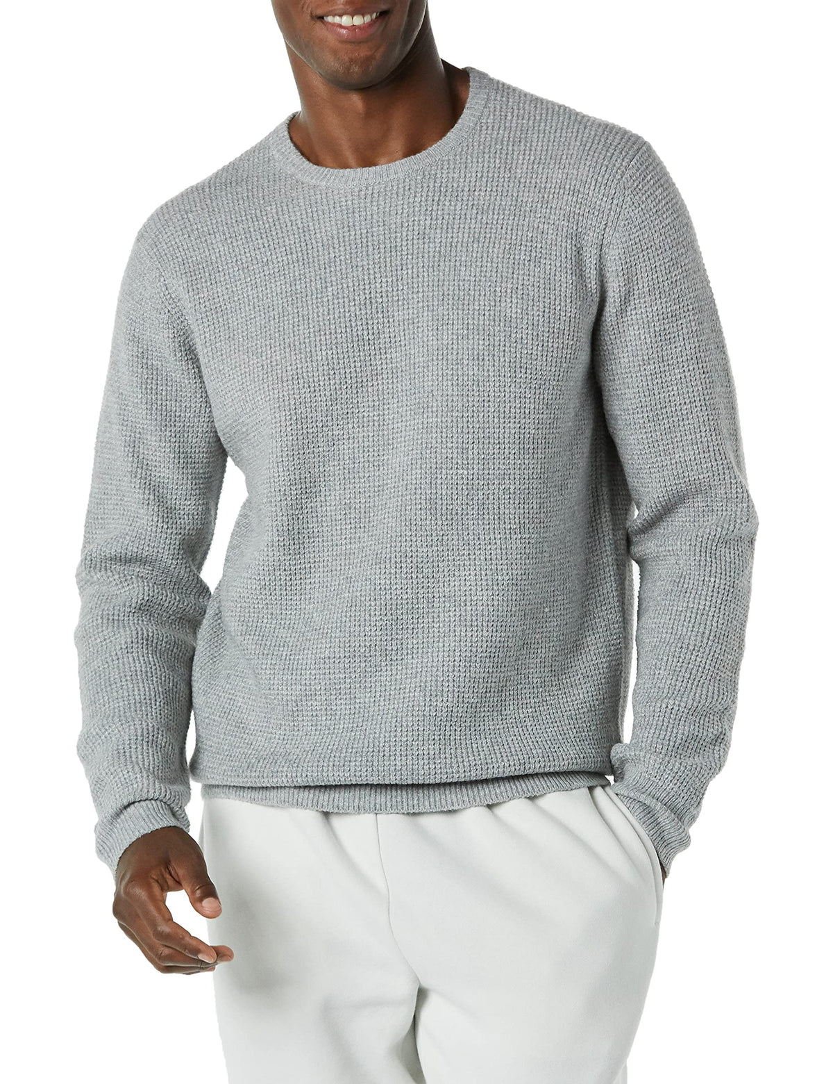 Amazon Essentials Men's Long-Sleeve Soft Touch Waffle Stitch Crewneck Sweater