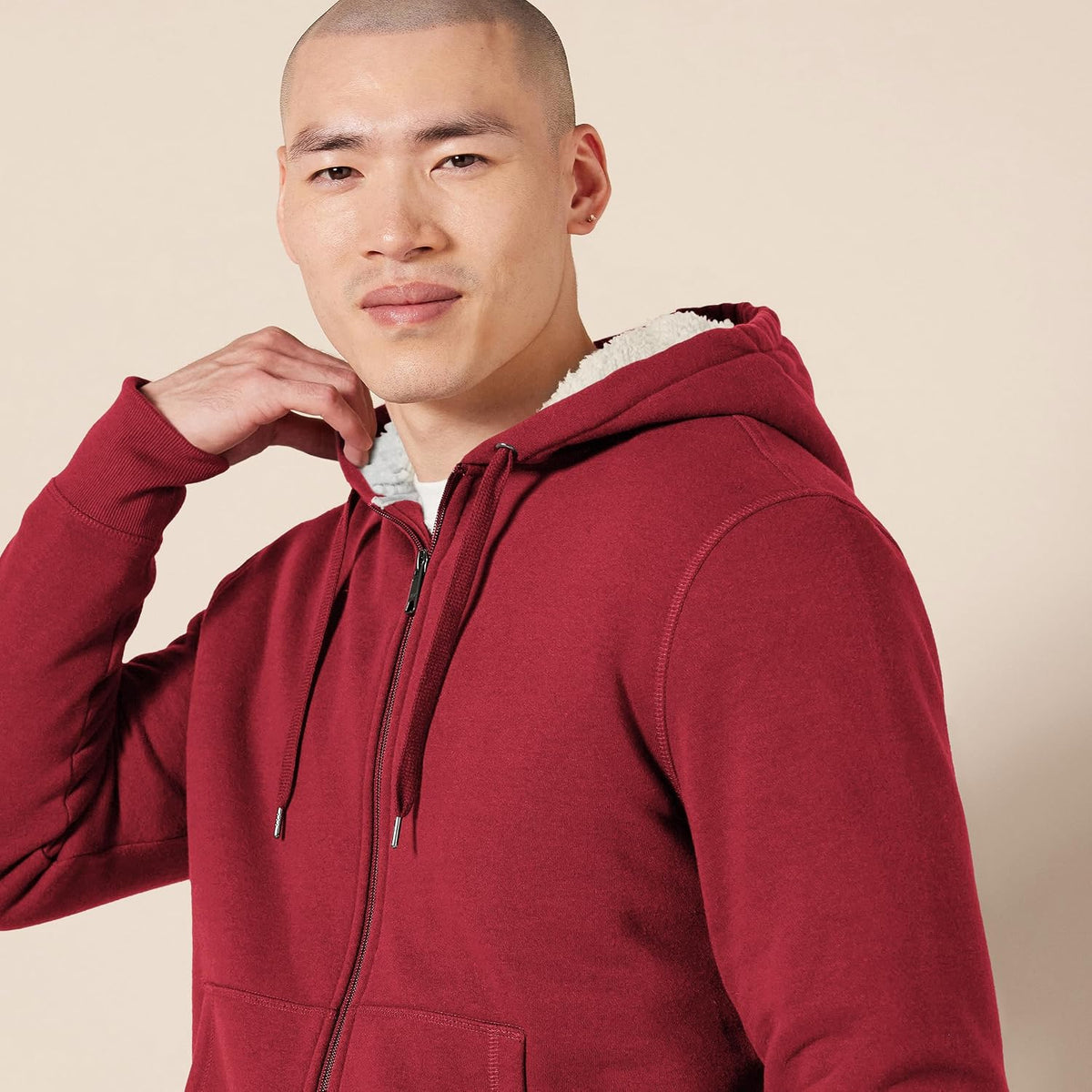 Amazon Essentials Men's Sherpa-Lined Full-Zip Fleece Hoodie Sweatshirt
