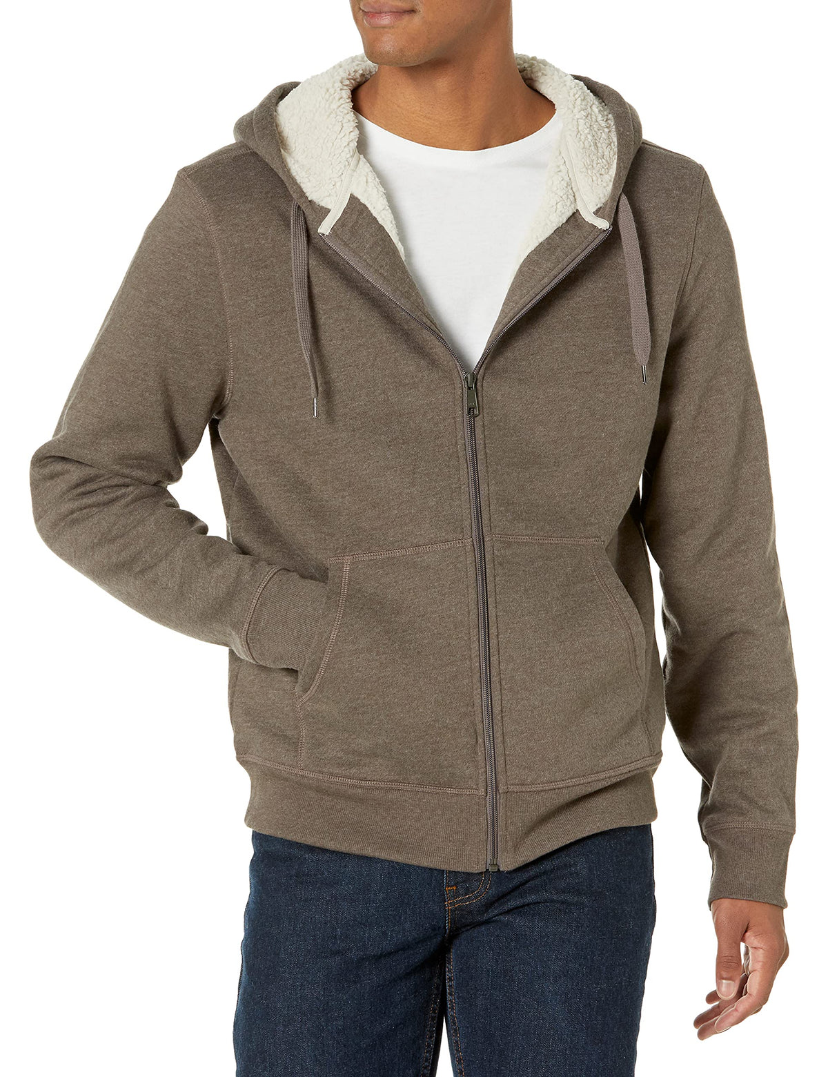 Amazon Essentials Men's Sherpa-Lined Full-Zip Fleece Hoodie Sweatshirt