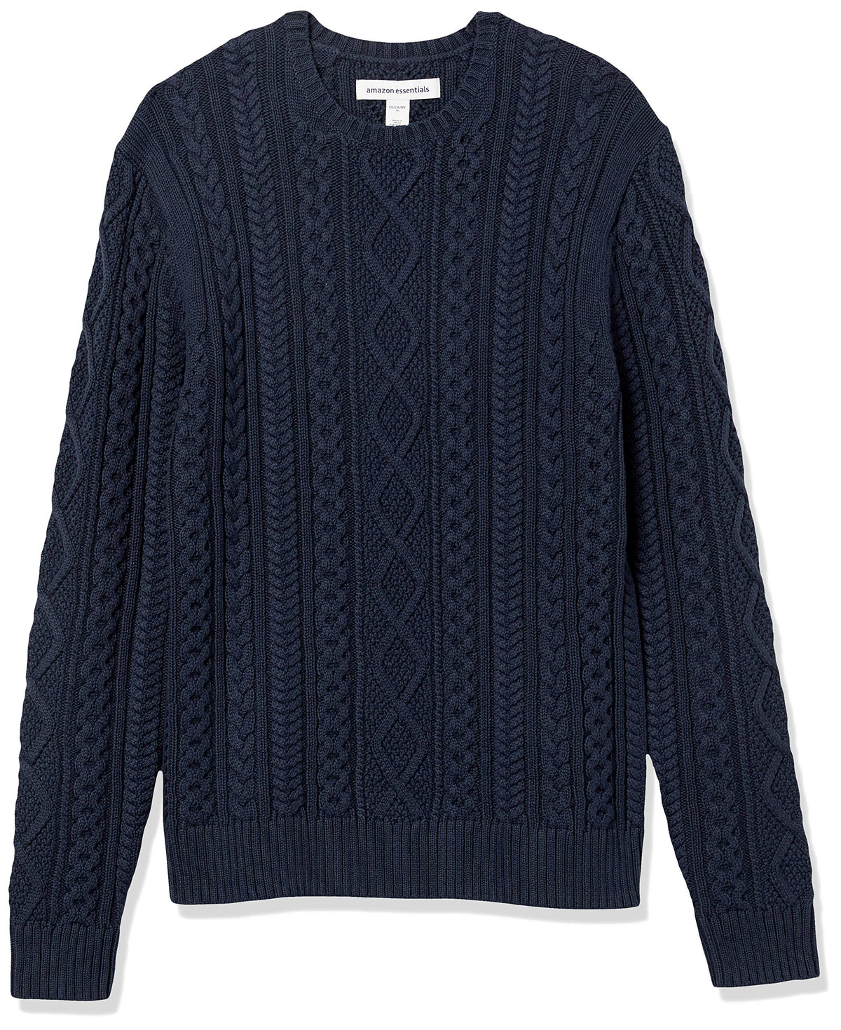 Amazon Essentials Men's Long-Sleeve 100% Cotton Knitted Fisherman Cable Crewneck Sweater