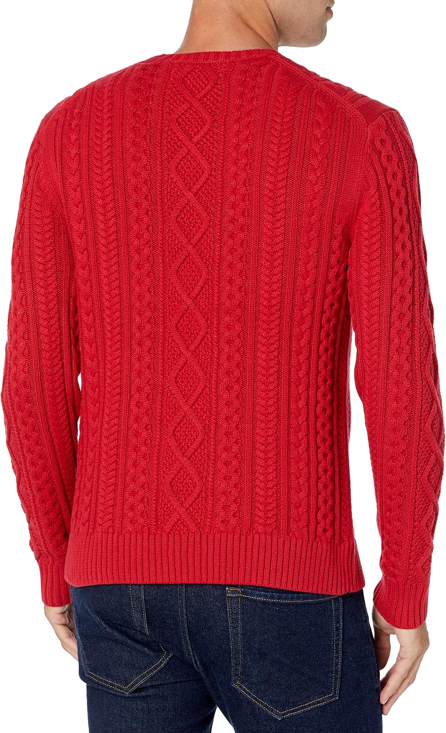 Amazon Essentials Men's Long-Sleeve 100% Cotton Knitted Fisherman Cable Crewneck Sweater
