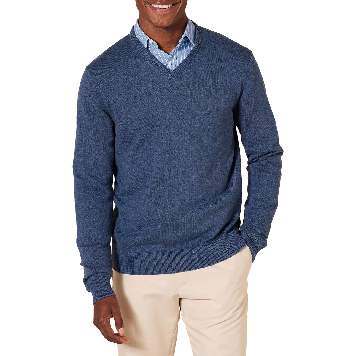Amazon Essentials Men's Regular Fit Cotton V-Neck Pullover Sweater (Available in Big & Tall)
