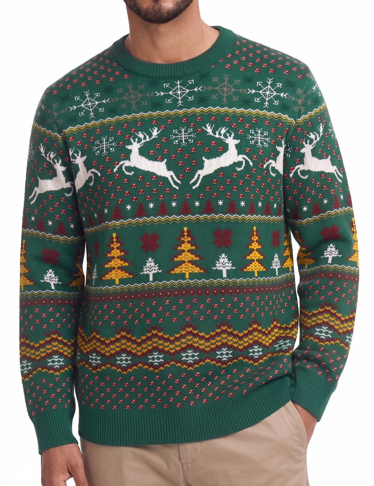 COOFANDY Ugly Christmas Sweater Mens Crewneck Long Sleeve Sweaters Pullover