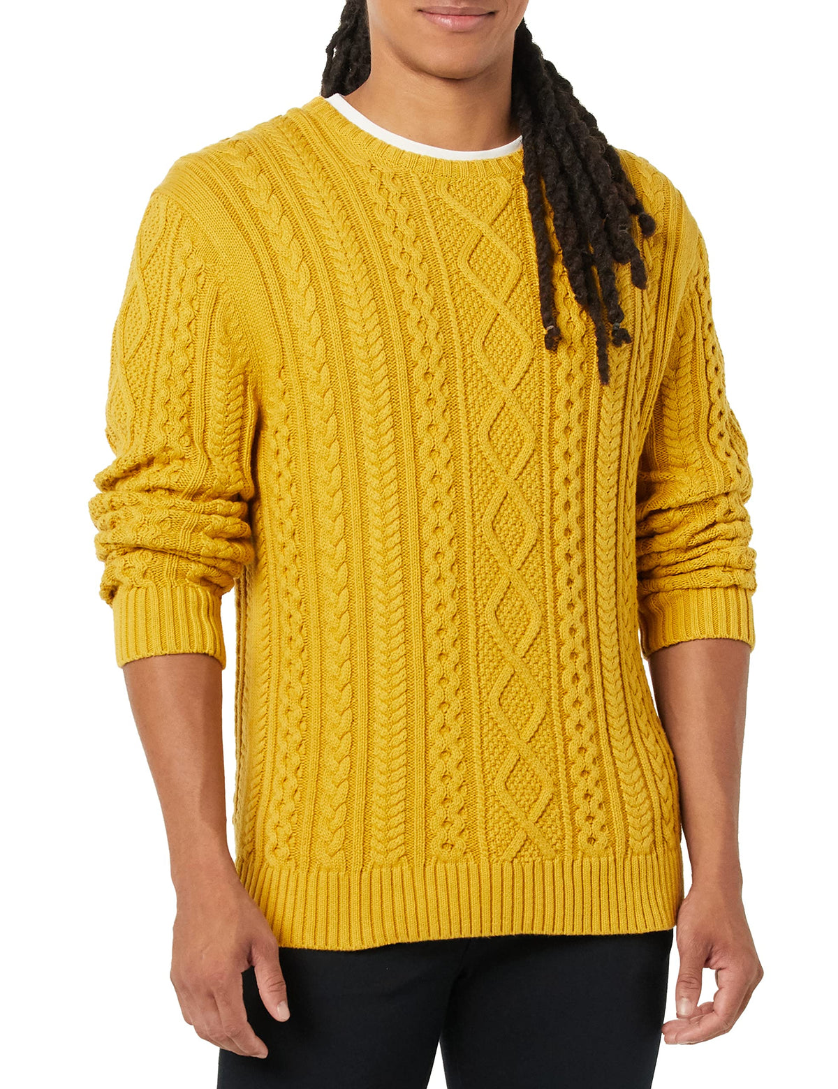 Amazon Essentials Men's Long-Sleeve 100% Cotton Knitted Fisherman Cable Crewneck Sweater