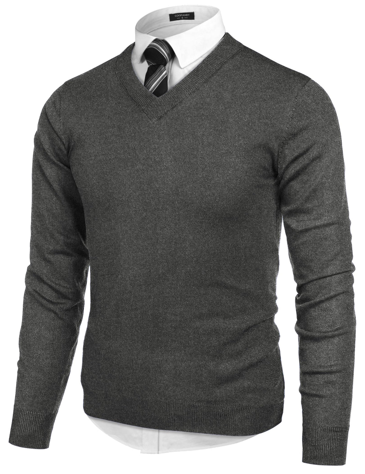 COOFANDY Mens V Neck Dress Sweater Knit Long Sleeve Pullover Sweaters