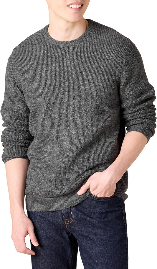 Amazon Essentials Men's Long-Sleeve Soft Touch Waffle Stitch Crewneck Sweater