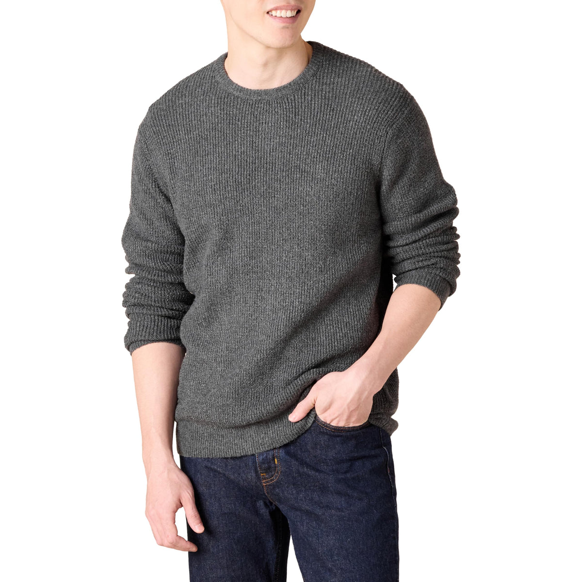 Amazon Essentials Men's Long-Sleeve Soft Touch Waffle Stitch Crewneck Sweater