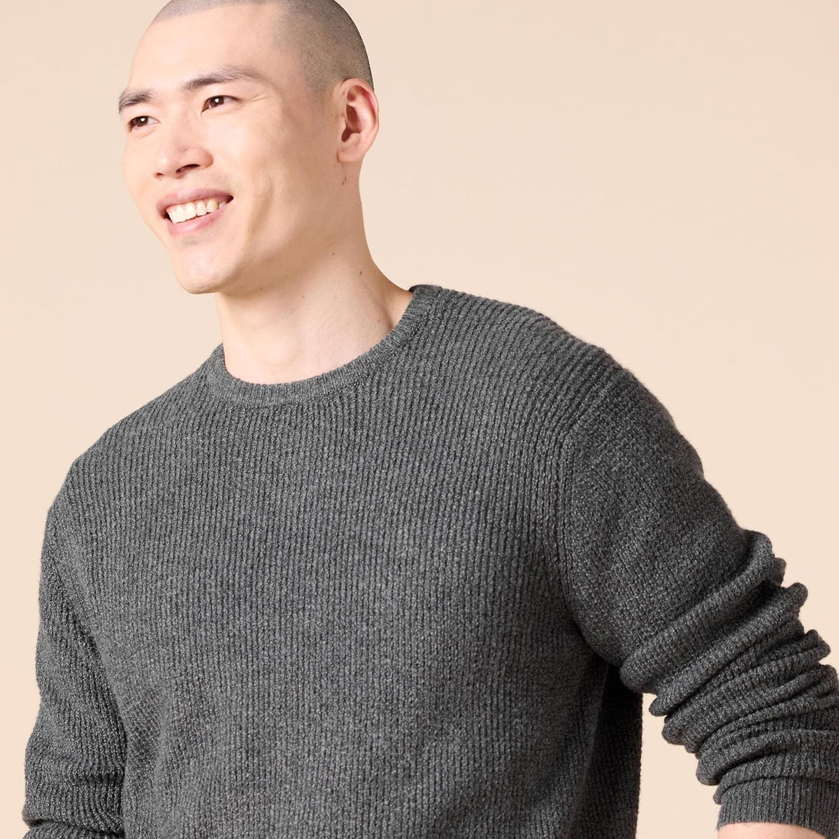 Amazon Essentials Men's Long-Sleeve Soft Touch Waffle Stitch Crewneck Sweater
