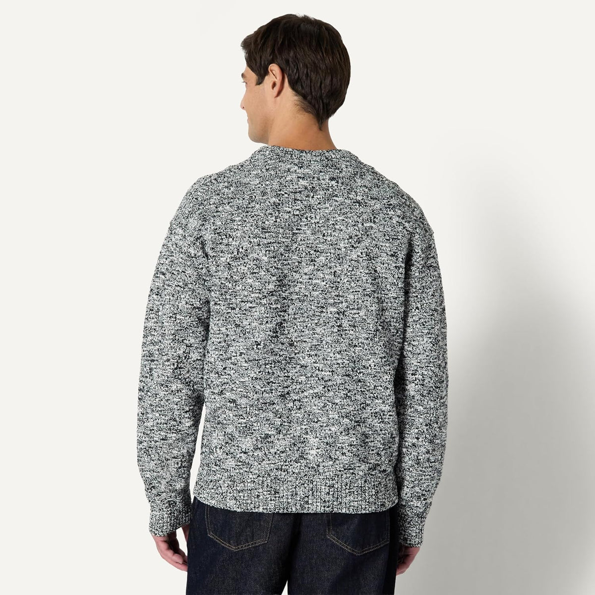 Amazon Essentials Men's Relaxed-Fit Two-Tone Heavyweight Crewneck Pullover Sweater, Wool Blend